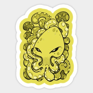 Octopus Squid Kraken Cthulhu Sea Creature - Meadow Lark Yellow Sticker